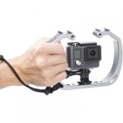 large MINI DUAL HAND STABILIZER CAMERA GOPRO ALUMINIUM BALIDIVESHOP 2
